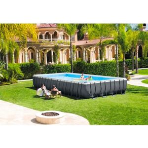 Intex Piscina Fuori Terra con Telaio Portante Piscina Esterna da Giardino in PVC triplice strato Rettangolare 975x488x132h cm con Pompa a Sabbia da 10.500 Lt/h - 26374 Ultra XTR Frame