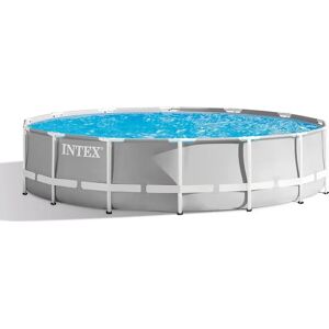 Intex Piscina Fuori Terra con Telaio Portante Piscina Esterna da Giardino Rotonda 427x107 cm con Pompa Filtro - 26720 Prism Frame