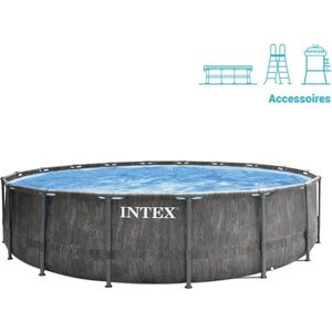 Intex Piscina Fuori Terra con Telaio Portante Piscina Esterna da Giardino Rotonda Ø 549X122 H cm con Pompa Filtro scaletta e Teli - 26744