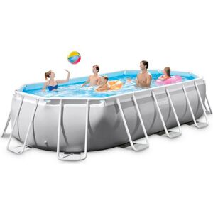 Intex Piscina Fuori Terra con Telaio Portante Piscina Esterna da Giardino in PVC triplice strato Ovale 610x305x122h cm con Pompa Filtro 5.678 Lt/h - 26798 Frame Prisma