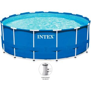 Intex Piscina Fuori Terra con Telaio Portante Piscina Esterna da Giardino in PVC triplice strato Rotonda Ø 366x76h cm con Pompa Filtro da 2.006 Lt/h - 28212 Frame