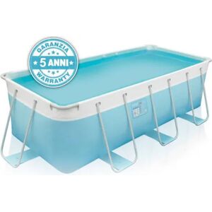 San Marco Piscina Fuori Terra con Telaio Portante Piscina Esterna da Giardino Rettangolare con filtro e teli 428x183x122 h cm - Panarea Platinum