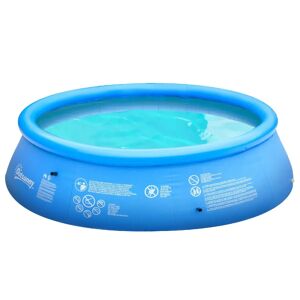 Vivagarden Piscina Gonfiabile da Giardino per 3-4 Persone in PVC a 3 Strati con Valvola di Scarico e Pompa Manuale Inclusa ø274x76cm Blu