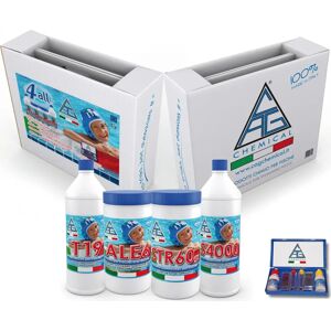 Chemical Kit Pulizia Piscina 4+1 Trattamento acqua Cloro Disinfettante Antialghe Riduttore PH - 4 ALL