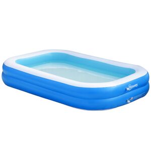 Outsunny Piscina Gonfiabile Rettangolare da Esterni per 1-2 Adulti in PVC Resistente, 2 Camere d'Aria e Valvola di Scarico, 262x176x56cm, Blu