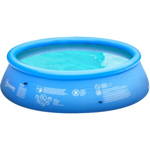 Outsunny Piscina Gonfiabile da Giardino per 3-4 Persone in PVC a 3 Strati con Valvola di Scarico e Pompa Manuale Inclusa, Φ274x76cm, Blu