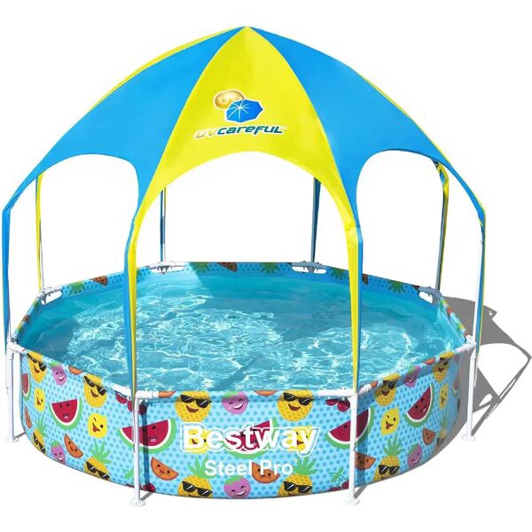 bestway piscina fuori terra con telaio portante piscina esterna da giardino in pvc triplice strato rotonda Ø 244x51h cm - 56432 splash in shade steel pro