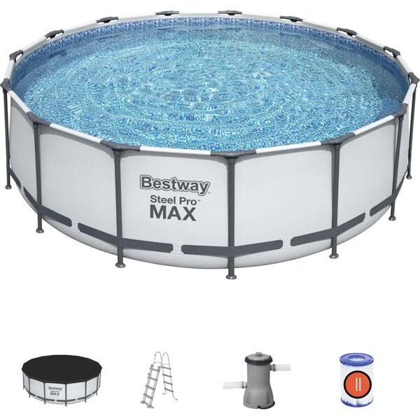 bestway piscina fuori terra rigida da giardino piscina esterna rotonda ø 457xh122 cm con pompa filtro - 56438 steel pro