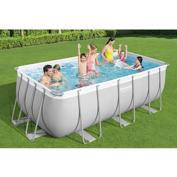 bestway piscina fuori terra con telaio portante piscina esterna da giardino in pvc triplice strato rettangolare 412x201x122h cm con pompa filtro da 2.006 lt/h - 56456 power steel frame