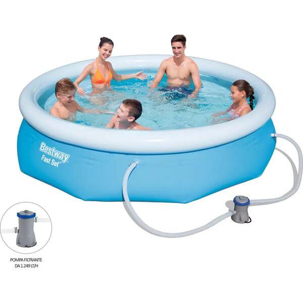 bestway piscina fuori terra autoportante piscina esterna da giardino in pvc triplice strato rotonda Ø 305x76h cm con pompa filtro da 1.249 lt/h - 57270 fast set