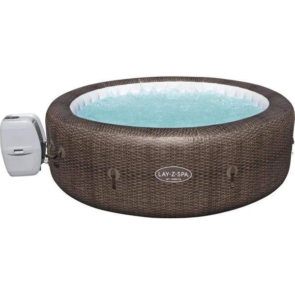 bestway piscina fuori terra idromassaggio gonfiabile da esterno spa 7 posti piscina per giardino in pvc Ø 216x71h cm effetto rattan - 60023 lay z spa st.moritz