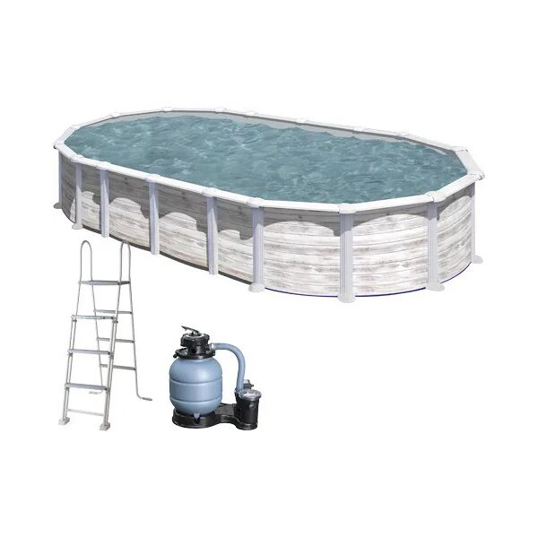 gre piscina fuori terra rigida da giardino piscina esterna ovale 744 x 575 x h132 cm con pompa filtro e scaletta - 738 8n