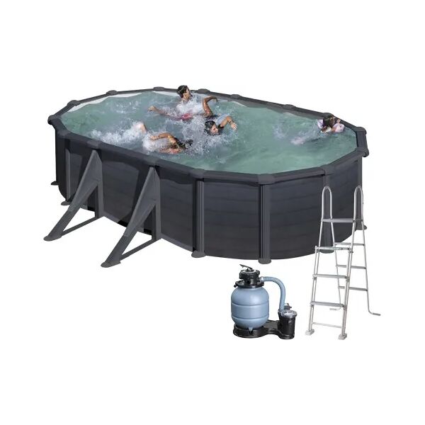 gre piscina fuori terra rigida da giardino piscina esterna ovale 500 x 350 x h132 cm con pompa filtro e scaletta - kitprov508gf