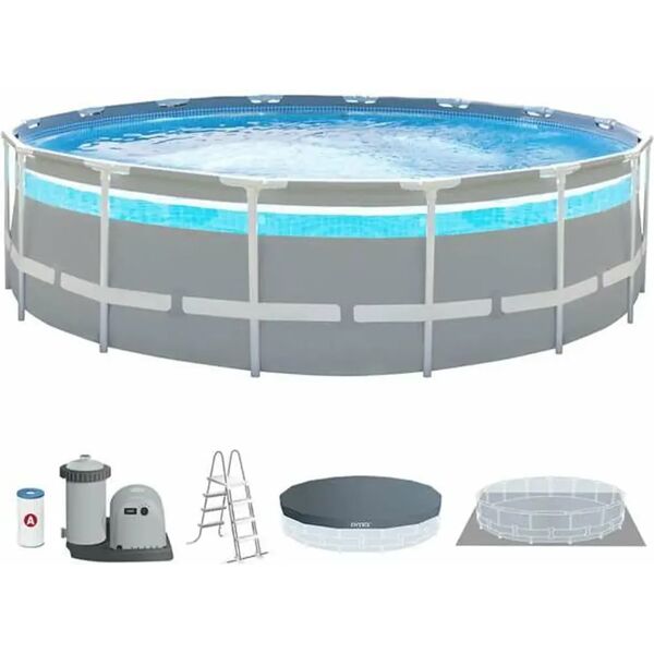 intex piscina fuori terra con telaio portante piscina esterna da giardino rotonda 488x122 cm con pompa filtro - 26730 prism clearview