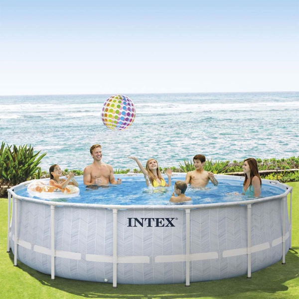 intex piscina rotonda prisma frame chevron 488x122 cm