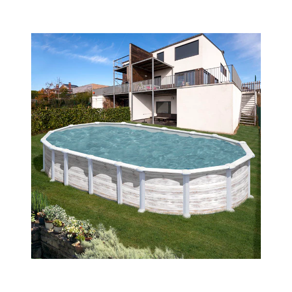 fuori gre piscina ovale in metallo islandia 730 cm x 375 cm x 132 cm