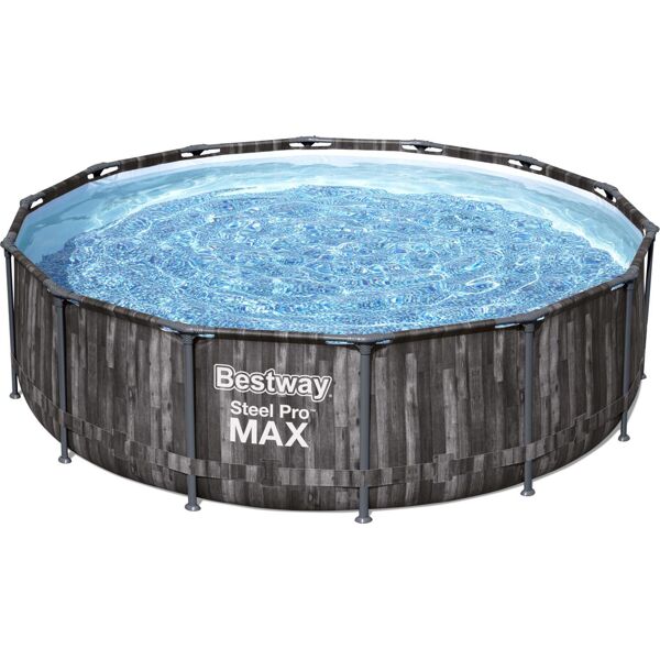 bestway 5614z piscina fuori terra rigida da giardino piscina esterna rotonda Ø 427x107 cm pompa filtro effetto legno - 5614z