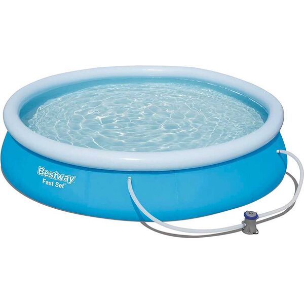 bestway 57274 piscina fuori terra autoportante piscina esterna da giardino in pvc triplice strato rotonda Ø 366x76h cm con pompa filtro da 1249 lt/h - 57274 fast set