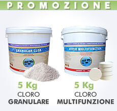 Piscine Italia 5kg Cloro Granulare In Polvere +5kg Cloro Multifunzione Pastiglie 200g