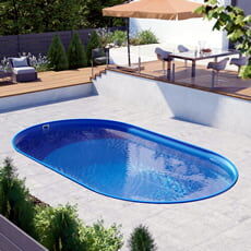 Piscine Italia Piscina Interrata Ovale Acciaio Newskyblue 1100-H.150cm-Liner Azzurro