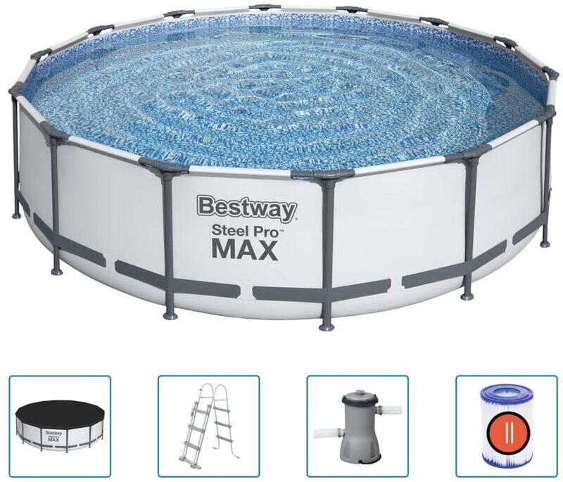 BESTWAY Set Piscina Steel Pro MAX 427x107 cm - Grigio - Bestway