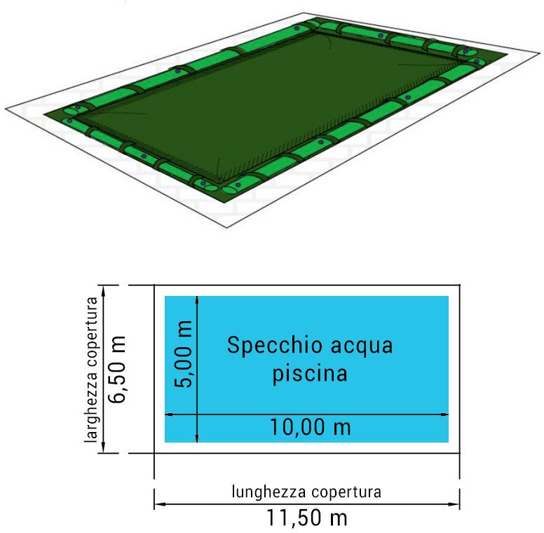 Bsvillage - Copertura 11,50 X 6,50 M Invernale 210 Gr/m² Per Piscina