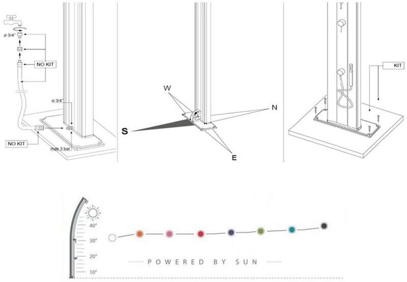 ARKEMA Doccia Solare Da Giardino 44l Miscelatore E Lavapiedi Happy Xl Fuxia