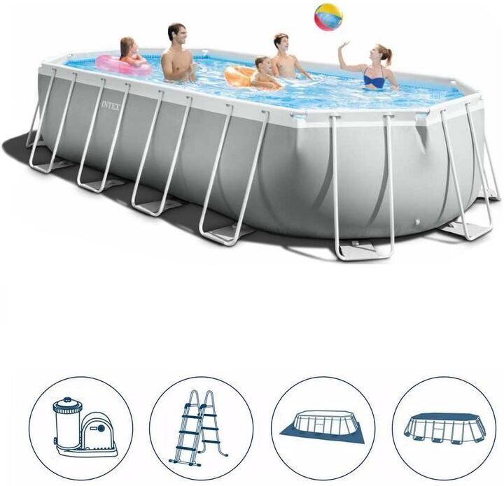 Intex - Piscina fuoriterra 26798 ovale Prisma Frame 610 x 305 x 122 cm pompa