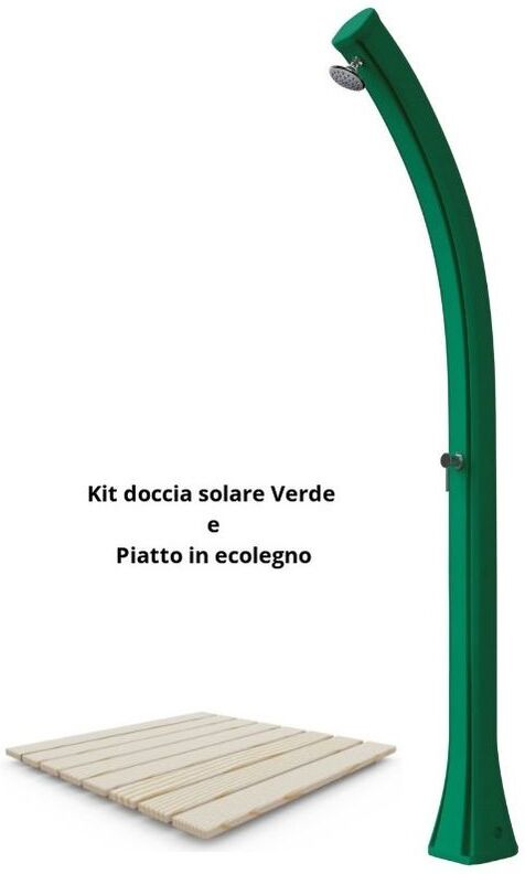 ARKEMA DESIGN - PRODOTTO MADE IN ITALY Kit doccia verde con piatto ecolegno cm 19x17x215 DOCCIA PIATTO