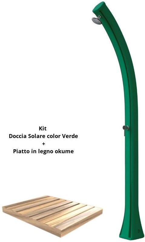 ARKEMA DESIGN - PRODOTTO MADE IN ITALY Kit doccia Verde con piatto in legno cm 19x17x215 ARKEMA DESIGN