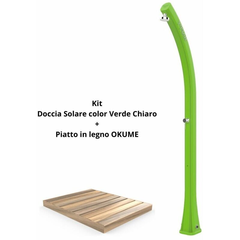 ARKEMA DESIGN - PRODOTTO MADE IN ITALY Kit doccia Verde chiaro con piatto legno cm 19x17x215 ARKEMA DESIGN