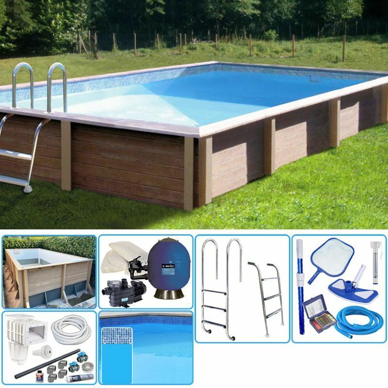 NATURALIS Kit Piscina Cemento Effetto Legno Naturalis Rettangolare 4,67 X 3,24 X