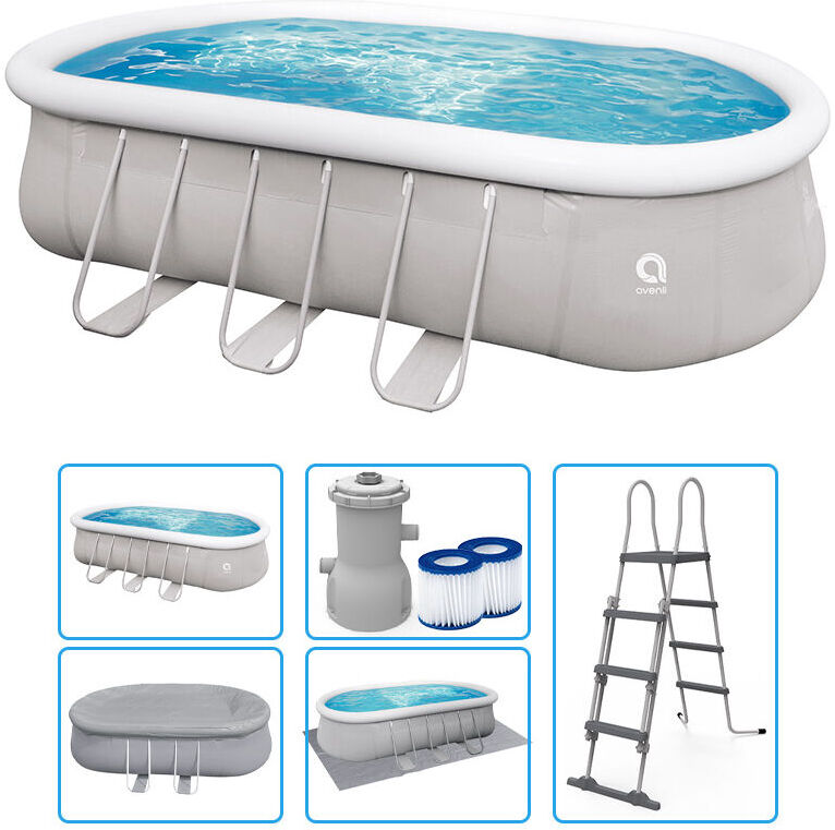 AVENLI Piscina Fuori Terra Ovale Chinook Grey 6,10 X 3,60 X H 1,22 M - Kit