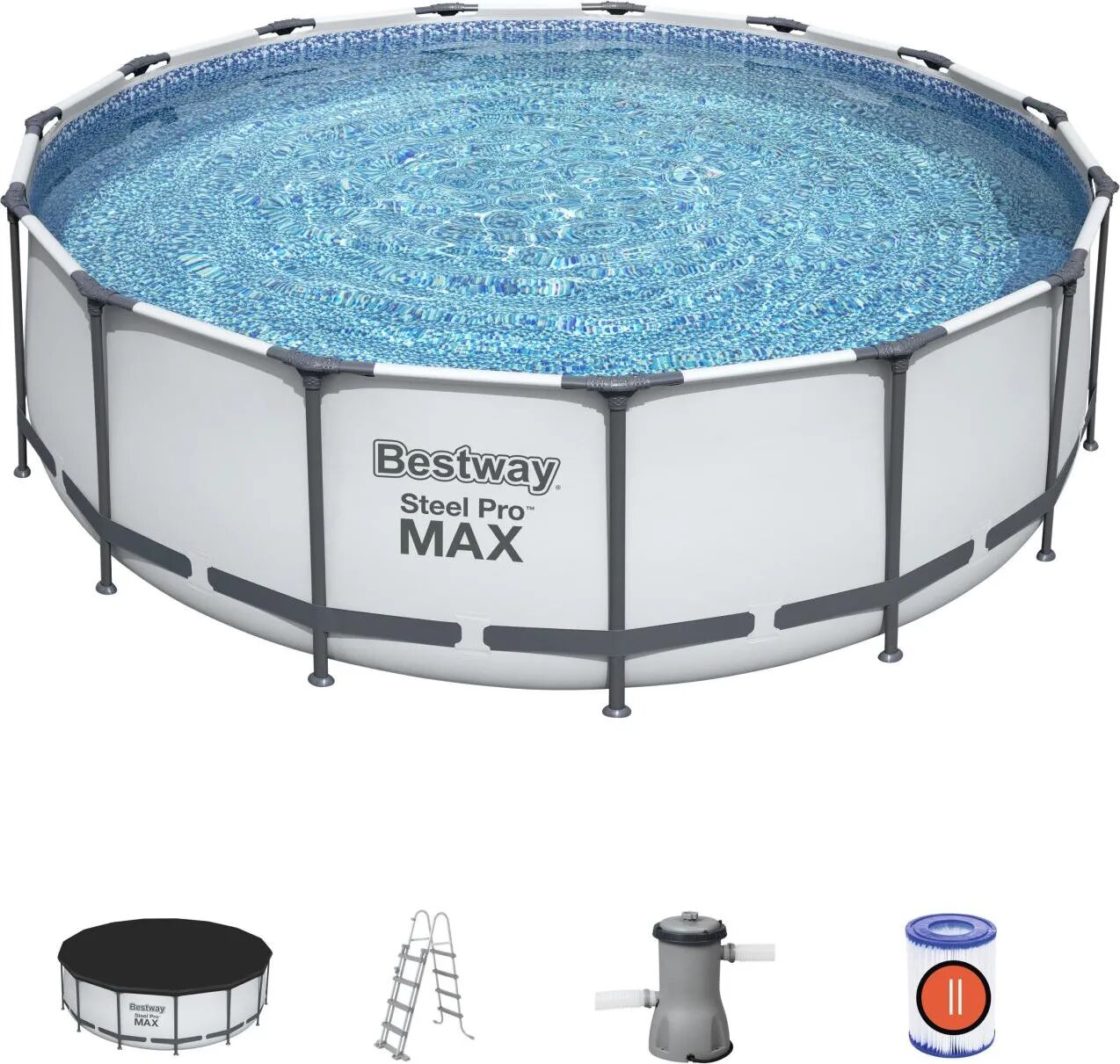 Bestway Piscina Fuori Terra Rigida da Giardino Piscina Esterna Rotonda ø 457xh122 cm con Pompa filtro - 56438 Steel Pro