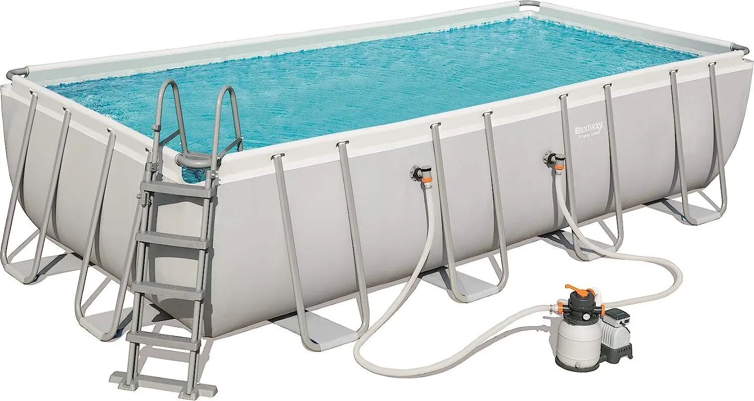 Bestway Piscina Fuori Terra con Telaio Portante Piscina Esterna da Giardino in PVC triplice strato Rettangolare 549x274x122h cm con Pompa Filtro da 3.785 Lt/h - 56466 Power Steel