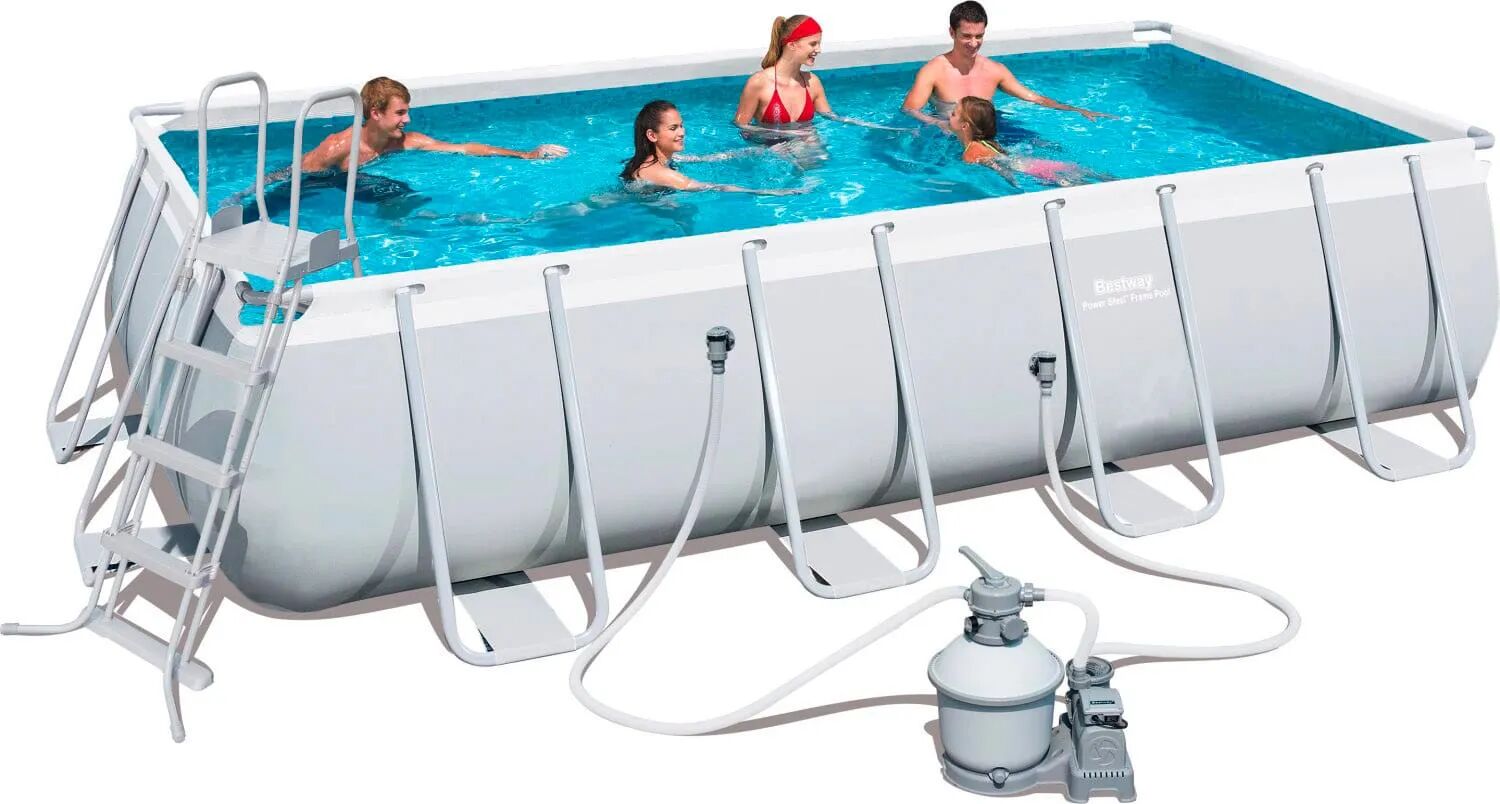 Bestway Piscina Fuori Terra con Telaio Portante Piscina Esterna da Giardino in PVC triplice strato Rettangolare 549x274x122h cm con Pompa a Sabbia da 3.785 Lt/h - 3Power Steel Frame