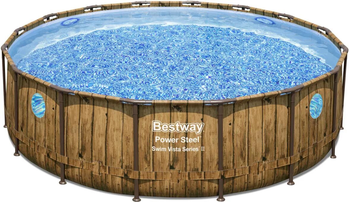 Bestway Piscina Fuori Terra Autoportante Struttura Tubolare in Acciaio Piscina Esterna da Giardino Rotonda Ø 488xh122 cm con Oblò Pompa filtro e Scaletta - 56725