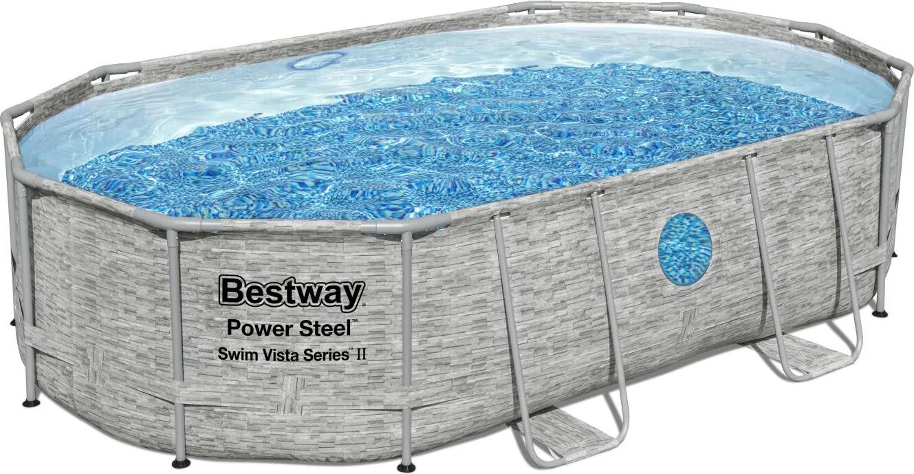 Bestway Piscina Fuori Terra Autoportante Piscina Esterna da Giardino in PVC Ovale 488 x 307 x 107 cm 56946 Power Steel