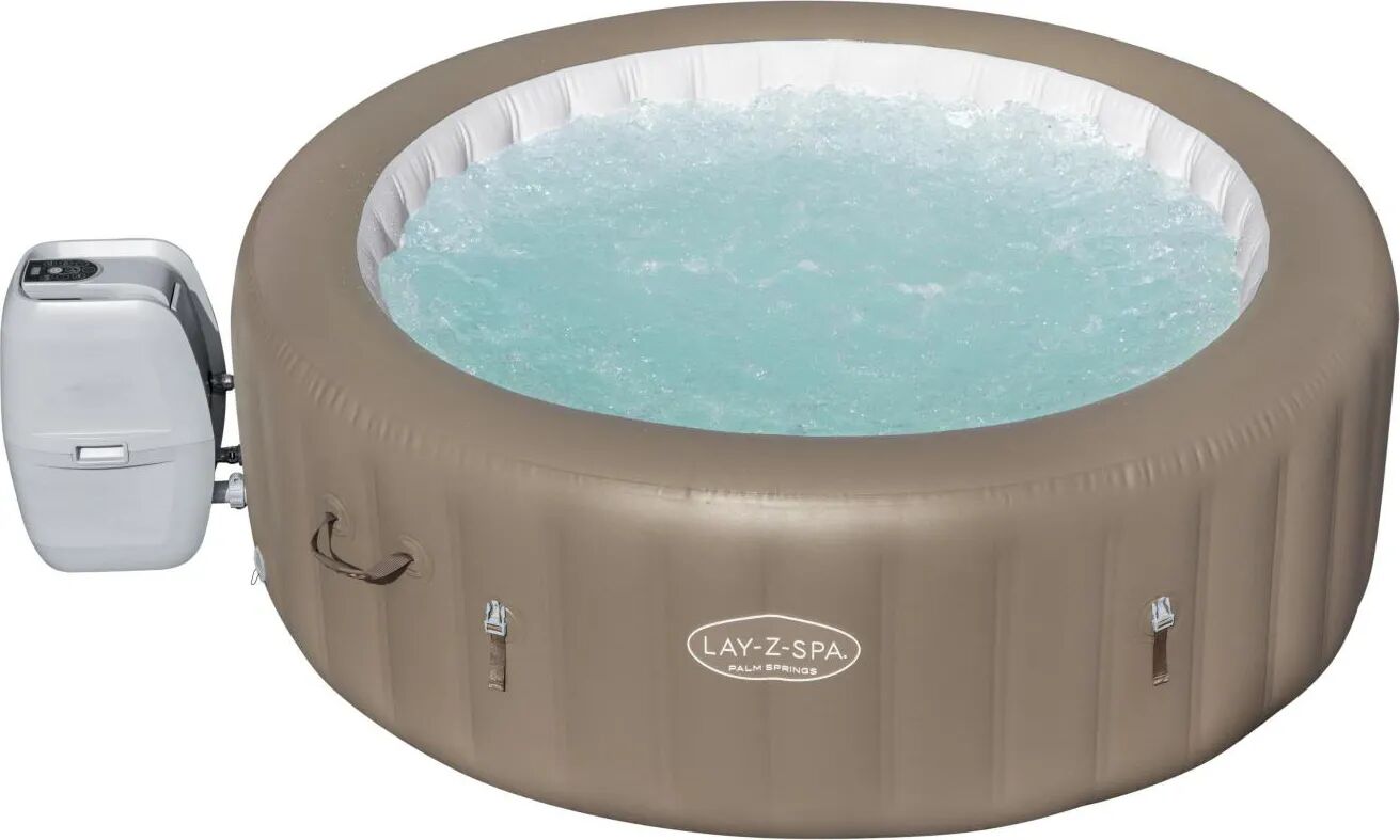 Bestway Piscina Fuori Terra Idromassaggio Gonfiabile da Esterno SPA 6 Posti Piscina da Giardino ø 196 cm x 71 cm colore Marrone - 60017 Lay-Z-Spa Palm Springs AirJet