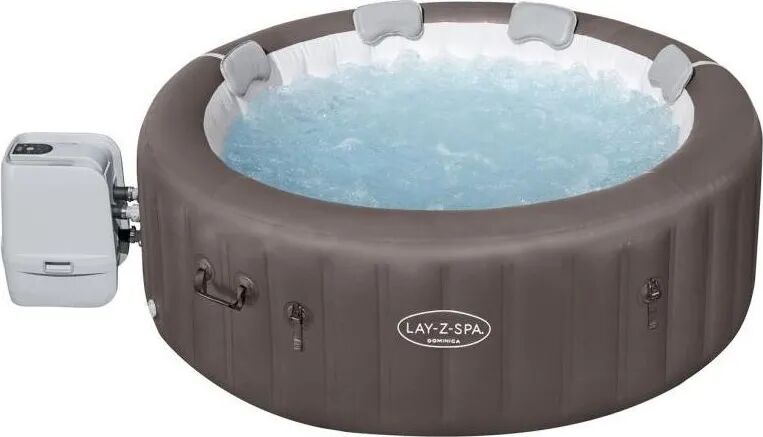 Bestway Piscina Fuori Terra Idromassaggio Gonfiabile da Esterno SPA 6 Posti Piscina per Giardino in PVC Ø 196x71h cm colore Marrone - 60165 LAY Z SPA Dominica