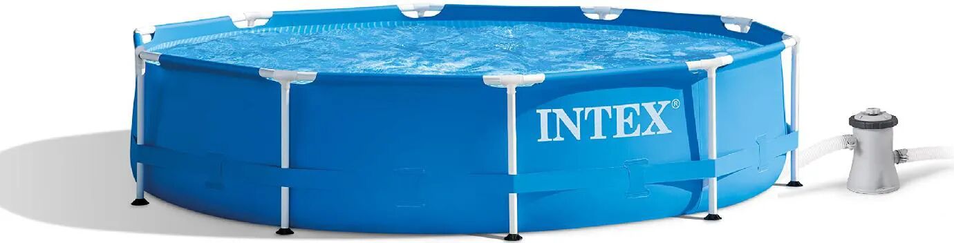 Intex Piscina Fuori Terra con Telaio Portante Piscina Esterna da Giardino in PVC triplice strato Rotonda Ø 305x76h cm con Pompa Filtro da 1.250 Lt/h - 28202 Frame