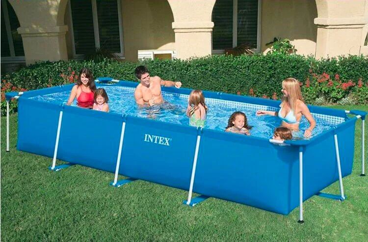 Intex Piscina Fuori Terra con Telaio Portante Piscina Esterna da Giardino in PVC triplice strato Rettangolare 300x200x75h cm - 28272 Frame