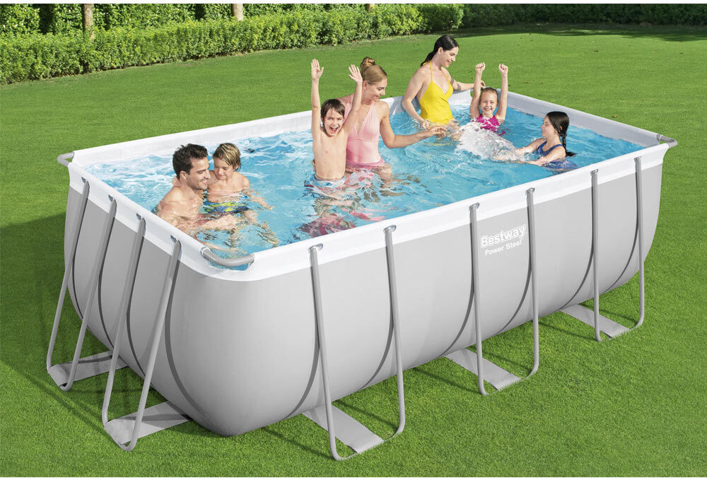 bestway 56456 Piscina Fuori Terra Con Telaio Portante Piscina Esterna Da Giardino In Pvc Triplice Strato Rettangolare 412x201x122h Cm Con Pompa Filtro Da 2.006 Lt/h - 56456 Power Steel Frame