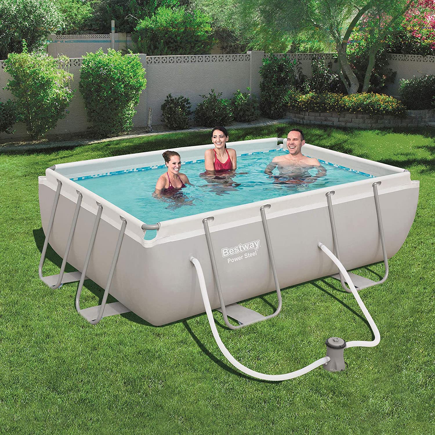 bestway 56629 Piscina Fuori Terra Con Telaio Portante Piscina Esterna Da Giardino In Pvc Rettangolare 282x196x84h Cm Con Pompa Filtrante Da 1.249 Lt/h - 56629 Power Steeltm