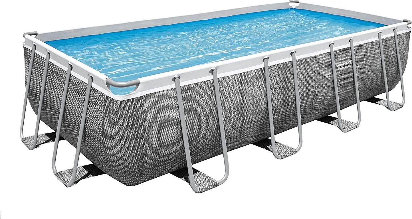 bestway 56996 Piscina Fuori Terra Con Telaio Portante Piscina Esterna Da Giardino Rettangolare 488x244x122h Cm Con Pompa Filtrante Da 3.028 L/h - 56996 56996 Power Steel