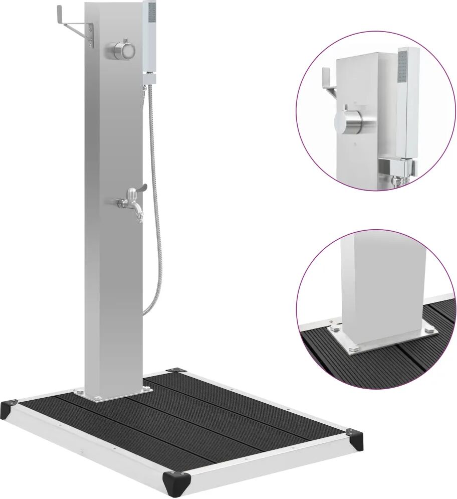 vidaXL Buitendouche met bak HKC roestvrij staal