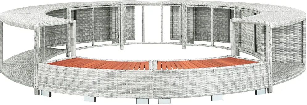 vidaXL Spa-ombouw poly rattan lichtgrijs