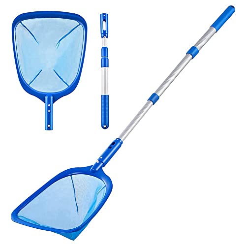 Herxermeny 1 PCS Pool Skimmer Pool Net met 3 Sectie Pole, Pool Skimmer Net met Fijnmazige Net Telescopische Pole Ultra-Fine Pool Skimmer