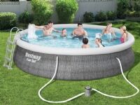 Bestway Fast Set Pool Rattan Sæt 457 x 107 cm m/pumpe og stige