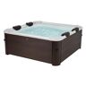 Mspa 6-osobowe półsztywne brązowe spa z akcesoriami – 120 dysz – dł. 160 x szer. 160 x wys. 65 cm – MAKEMO